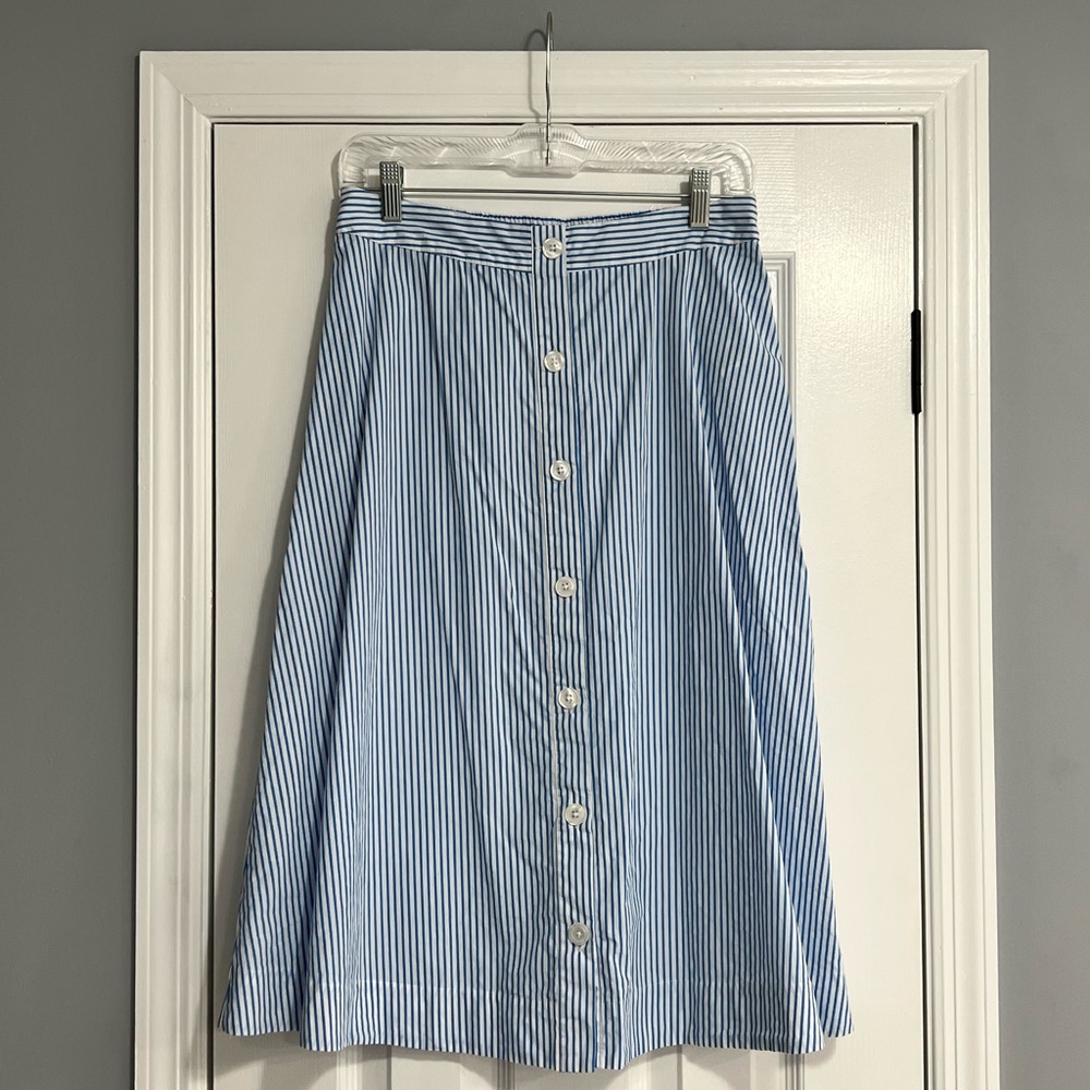 A New Day White & Blue Stripped Midi Skirt